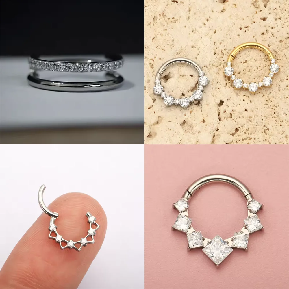 F136 Titanlegierung, hochwertiger Luxus-Ohrring mit Scharnier, modischer und eleganter Stil, Nasenseptum-Ring, Körperpiercing-Schmuck – Detail 7