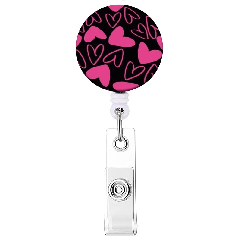 Neue Stil Farbe Liebe Versenkbare Clip Reel Karte Halter Herz Form ID Business Arbeit Karte Yoyo Abzeichen Halter Büro Liefert – Detail 21