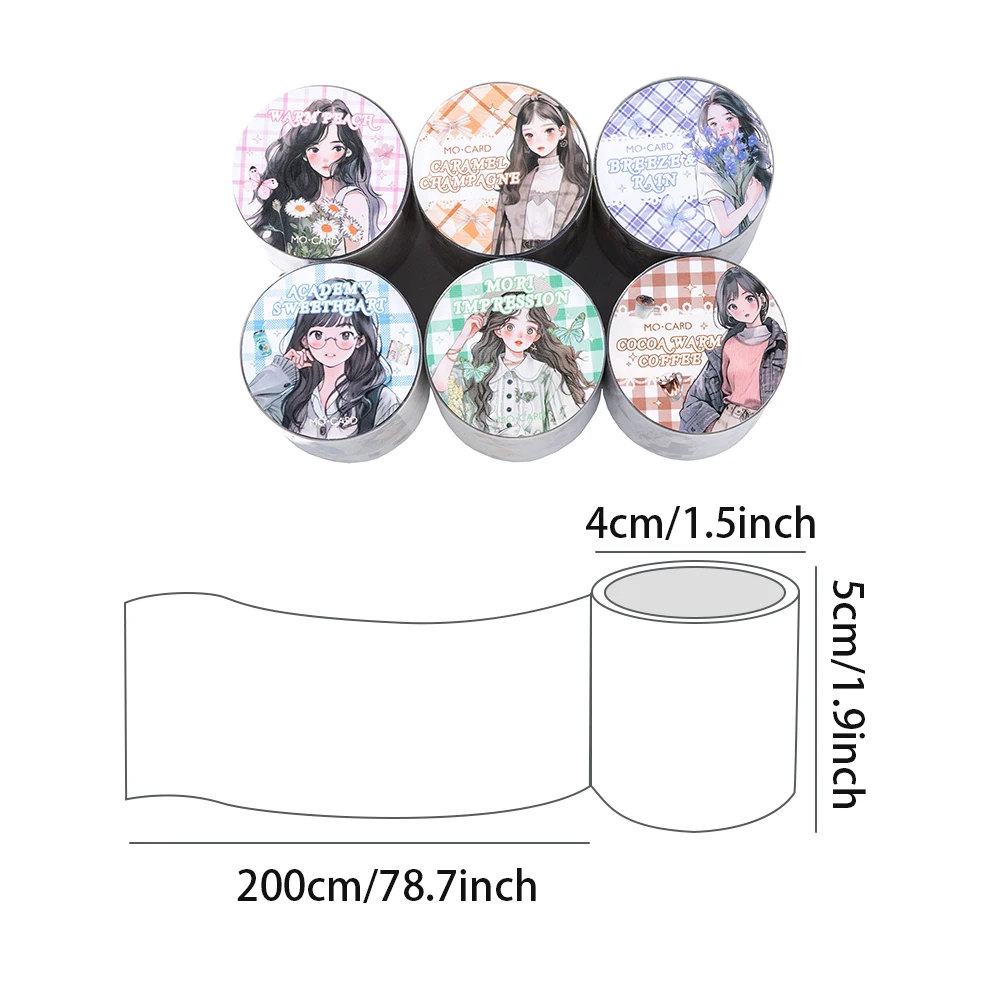 6Style 200cm/Roll Cute Character Tape Life Daily Series Cartoon Girl Ins Handbook DIY Decorative Sticker Kpop