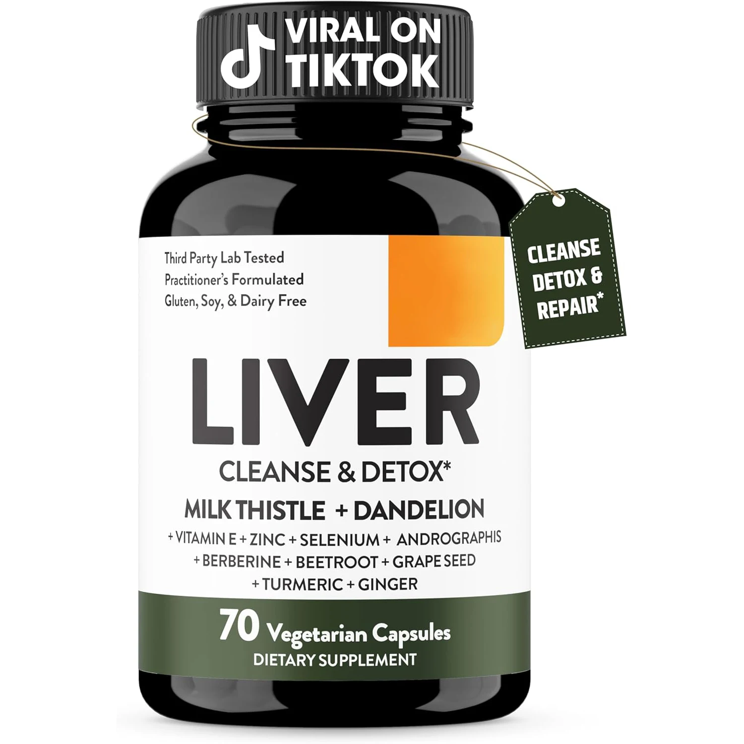 

Liver Cleanse Detox & Repair Support 70 Veg Capsules Supplement for Liver Digestive Health and Renew, for Men & Women Smoker