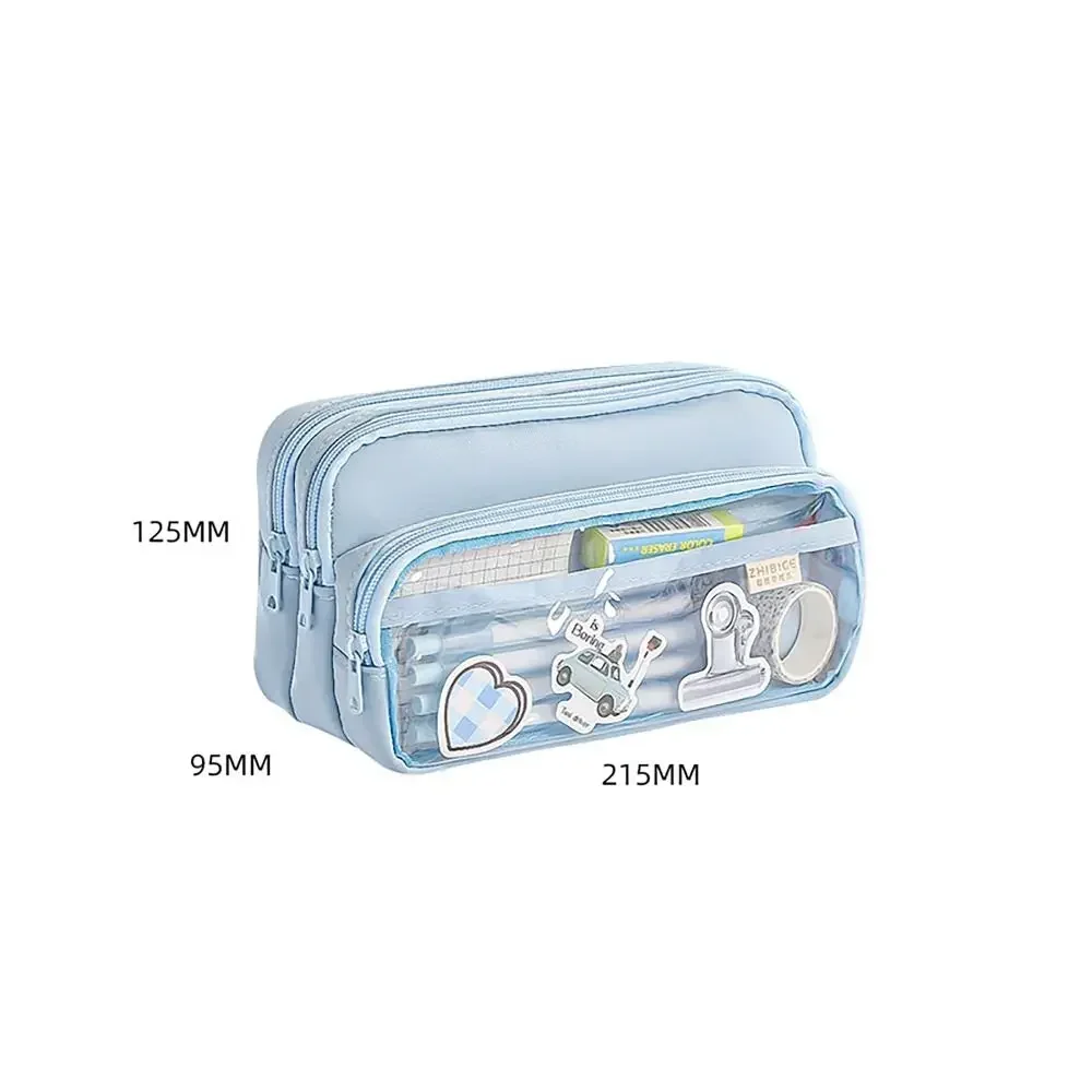 Multilayers Pencil Case Transparent Partition Large Capacity Staircase Style Stationery Storage Pouch Student Pen Bags Supplies