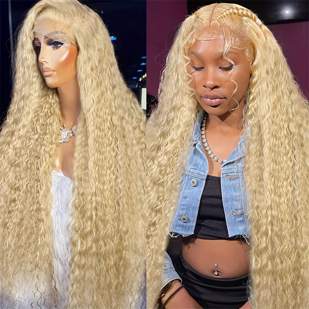 HD Transparent 613 Honey Blonde Deep Wave Curly Wigs Hd Lace Wig 13x6 Human Hair Choice Pre Cut 40 Inch Cheap On Sale Clearance