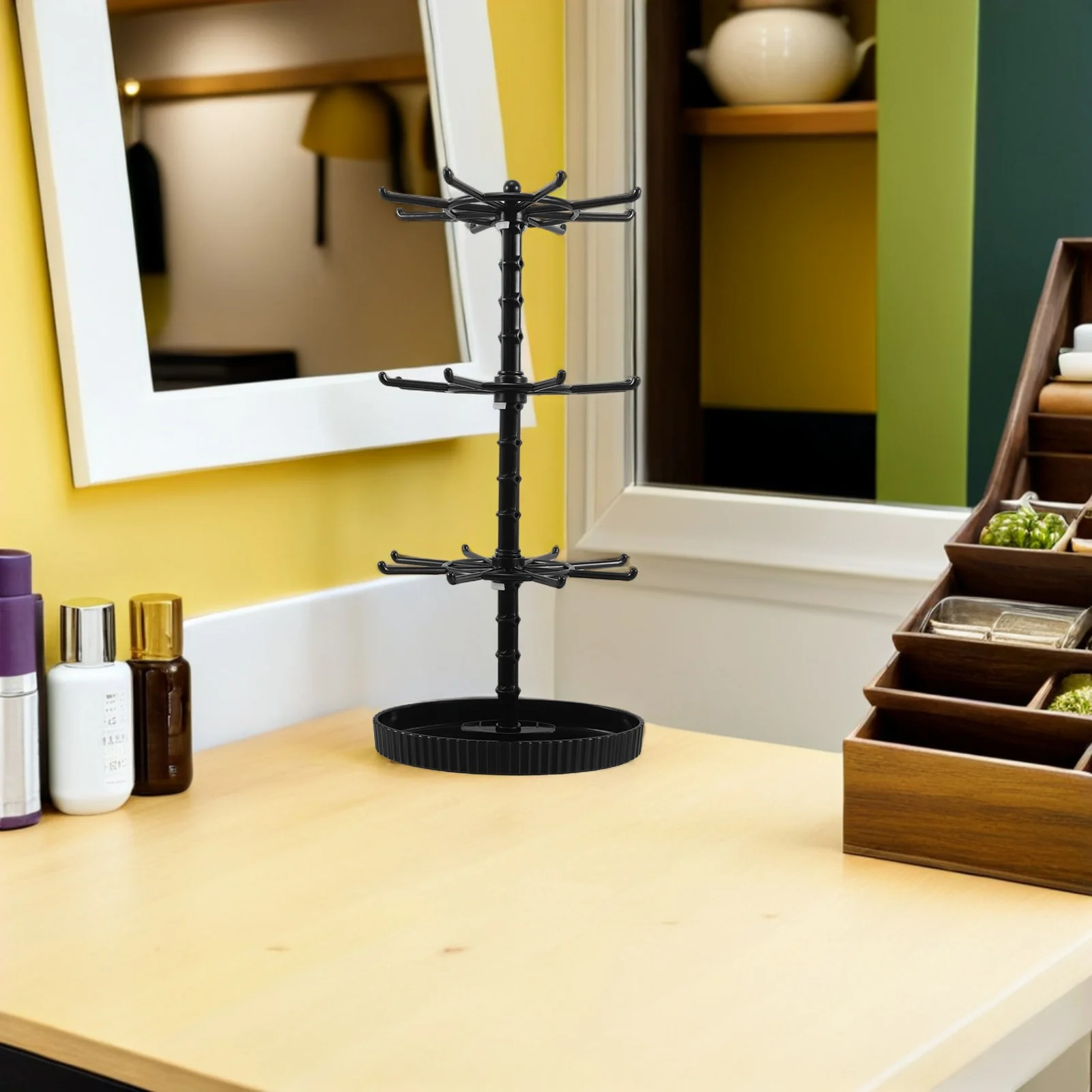 

3-уровневый вращающийся органайзер для ювелирных изделий, подставка для ожерелья, брелок для выставки товаров, настольная стойка для хранения браслета, настольного дома