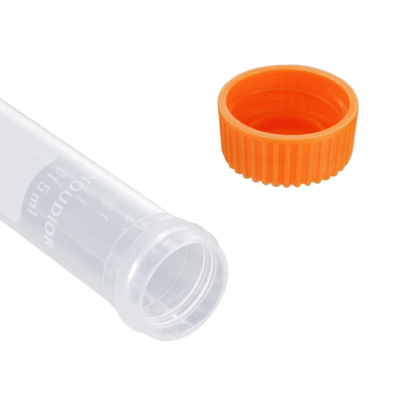 50Pcs 15ML Plastic Centrifuge Tube Clear Conical Screw Cap Centrifuge Tubes Vials Sample Lab Container Factory Sales