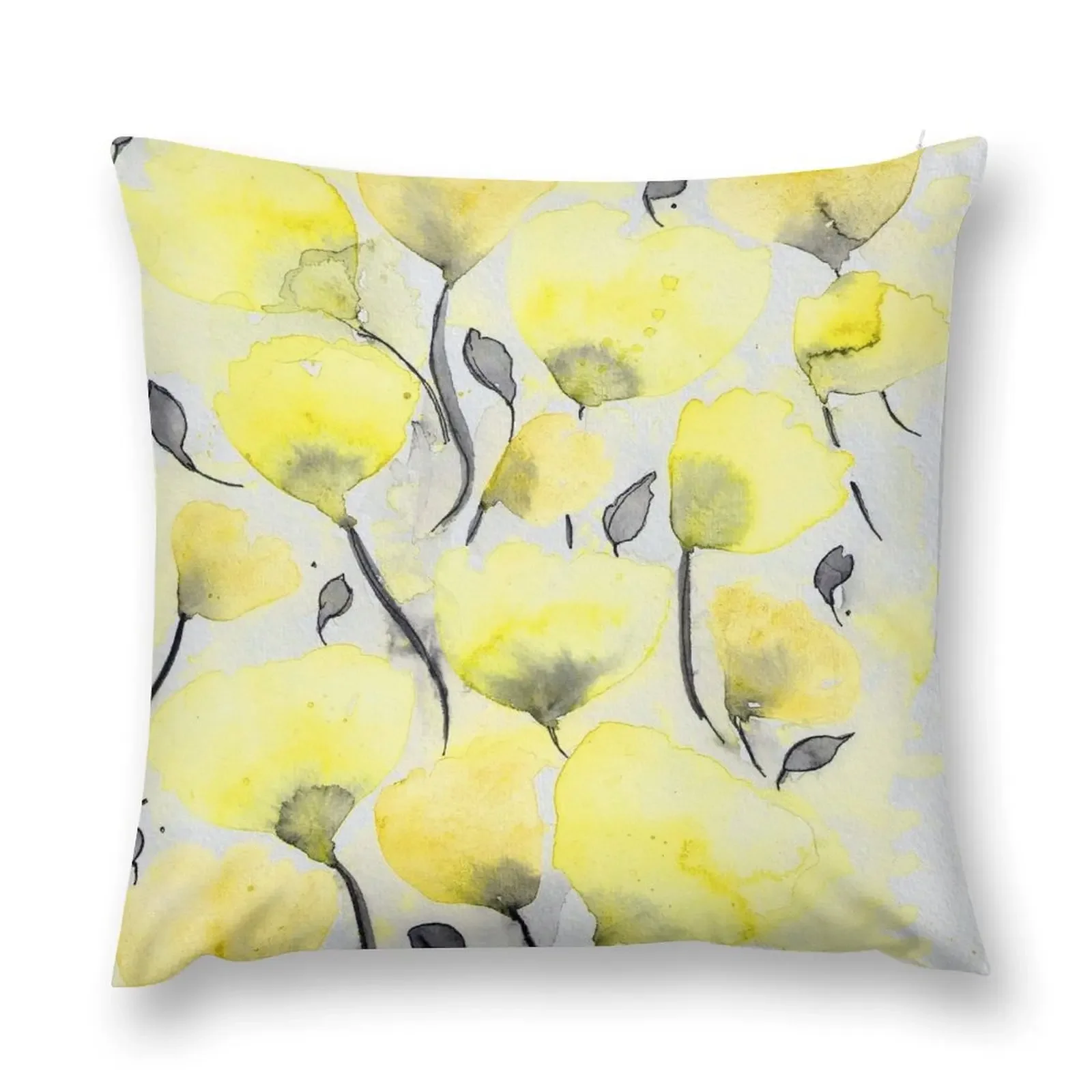 Abstract Yellow Poppies Throw Pillow Embroidered Cushion Cover Room decorating items pillow