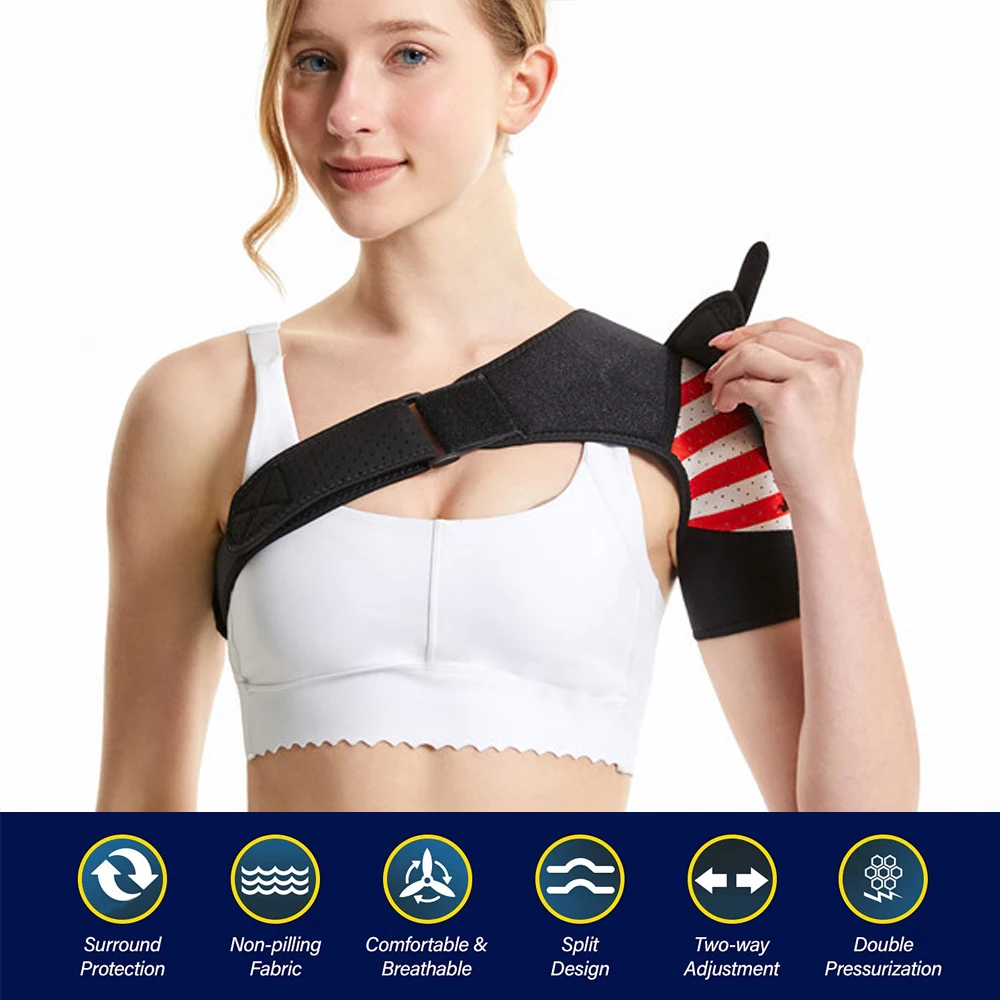 Unisex Adjustable Shoulder Brace Care Single Shoulder Support Bandage Protection Back Brace Guard Strap for Women Men Gym Sports