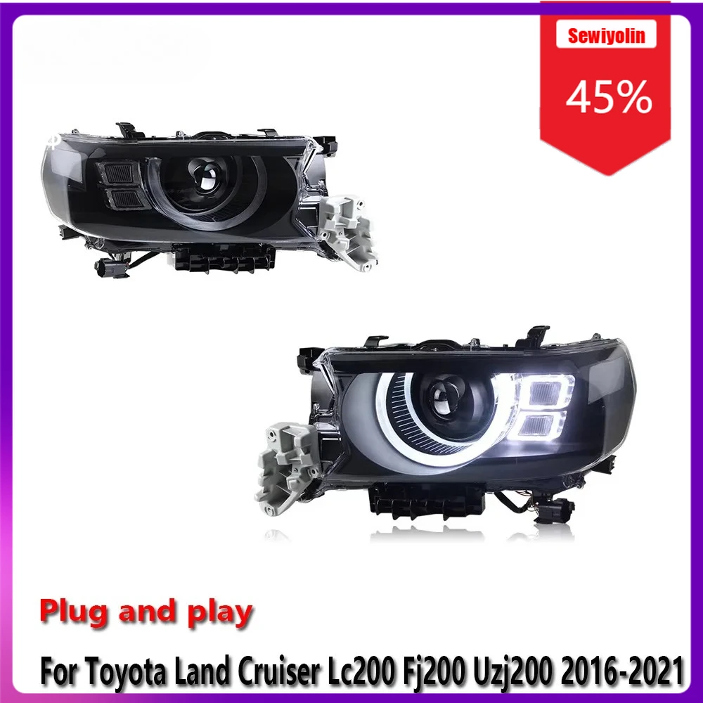 

Sewiyolin автомобильные светодиодные лампы фары в сборе для Toyota Land Cruiser Lc200 Fj200 Uzj200 2016-2021 DRL тормозной сигнал поворота