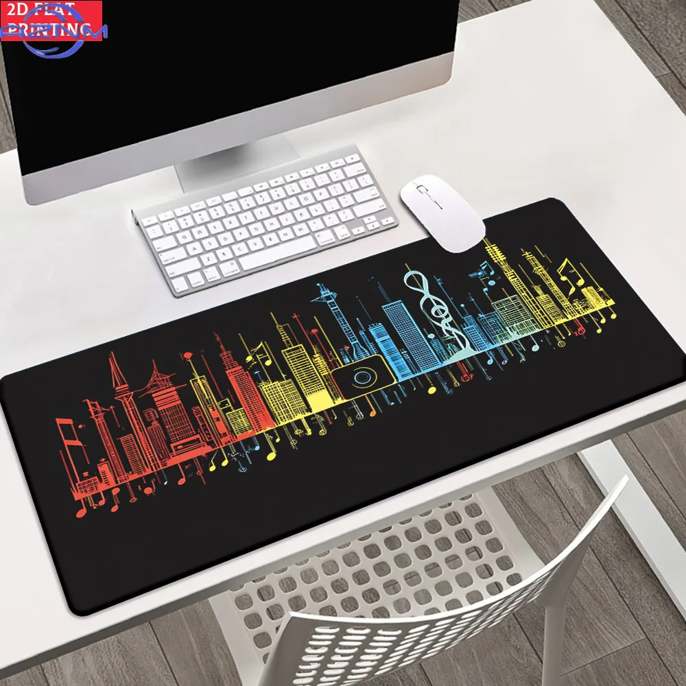 One-Piece 2D Flat City Skyline Design, Minimalist Pattern Desk Pad Suitable for Gaming And Office Decoration, Featuring a Non-Sl