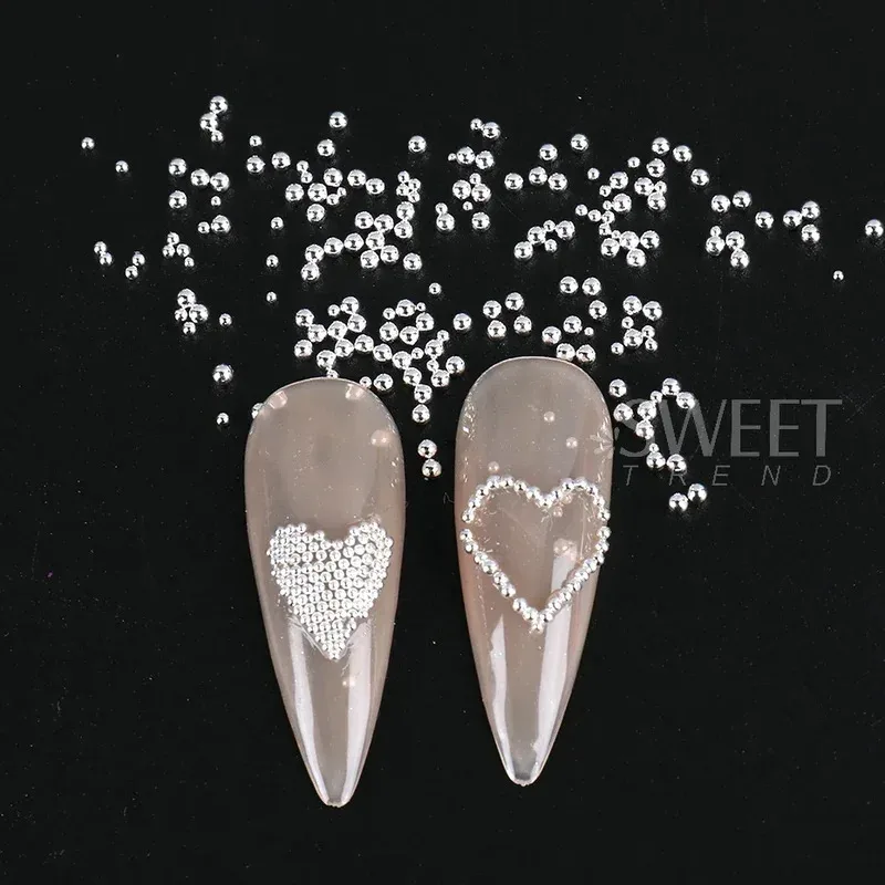 6 Grid Mini Caviar Nail Beads 0.6-2mm silver Stainless Steel Beads Jewelry Metal Balls DIY Pendant Accessories Nail Art Decorati image 5
