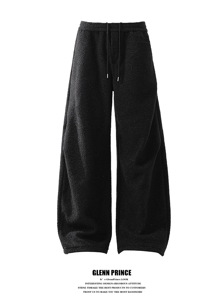 

GPstudio American Faion Brand Men's Fce Lined Straight Leg Sweatpants Spor Warm Cotton Trousers for Autumn Winter