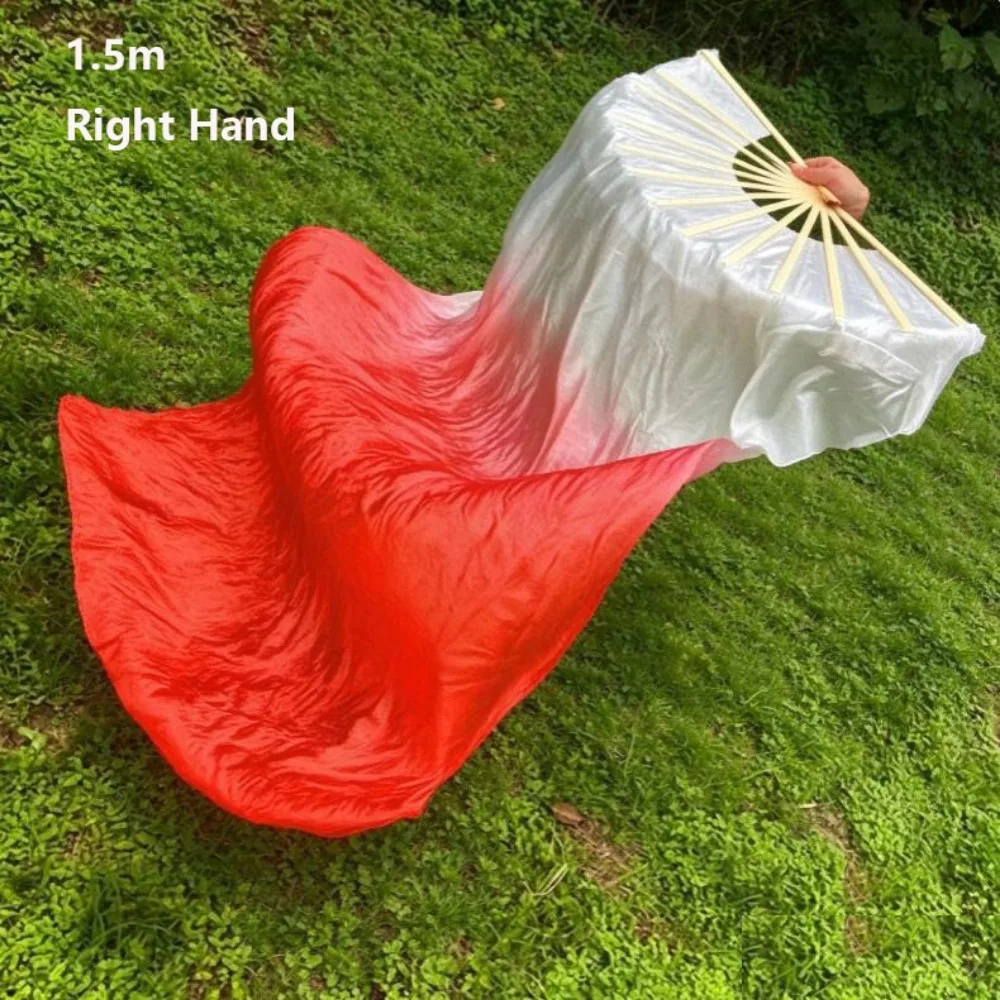 Kid Women Belly Dancing Fan Multicolors 120/150180cm Square Dancing Practice Dancer Tool Gradient Color Rayon Silk Fans