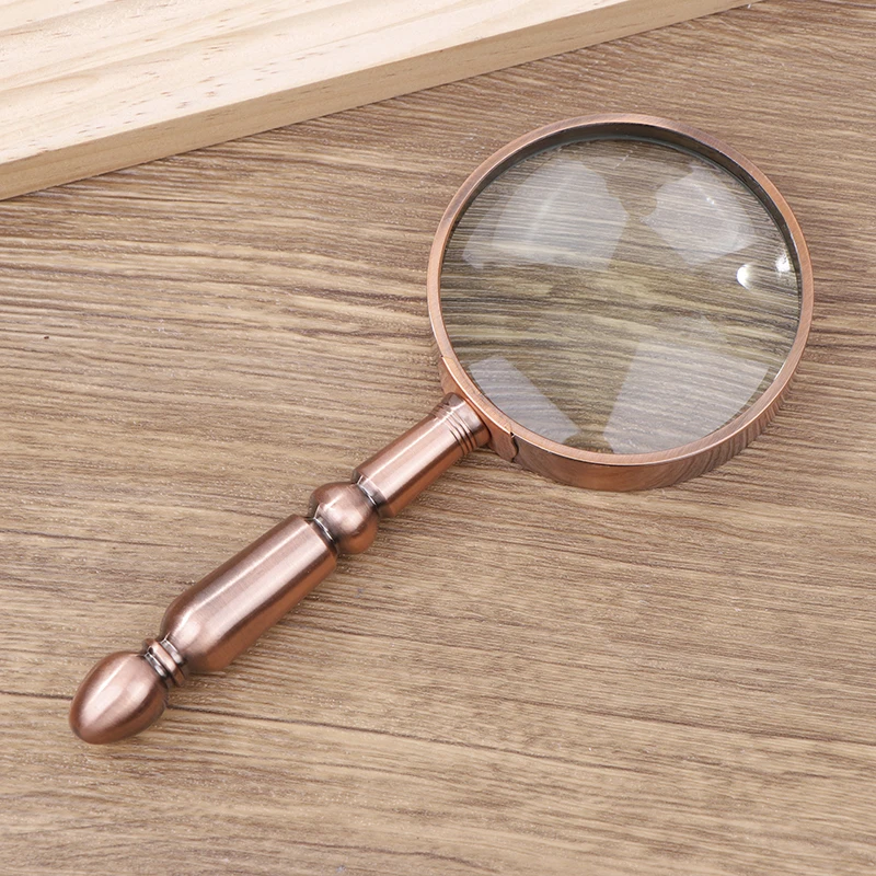 Retro Metal Magnifying Glass 20X Portable High Magnification Reading Mirror With Detachable Handle For Identification