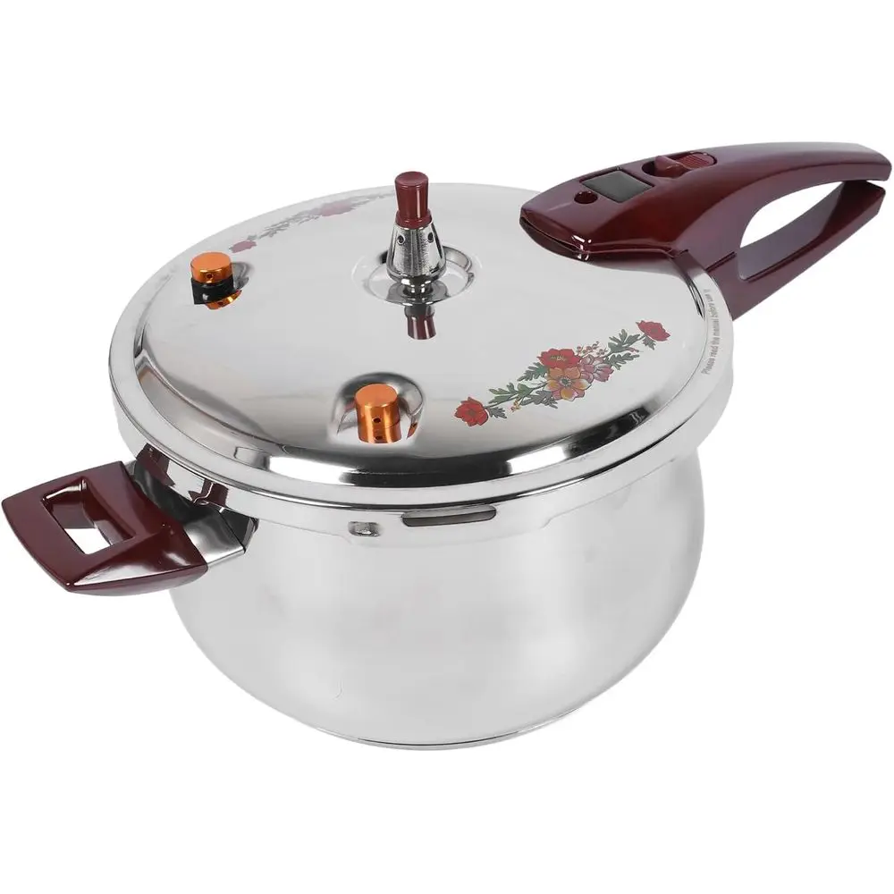 

2024 80KPA 7.4-Quart Stainless Steel Pressure Cooker, Compatible with Induction, Gas, and Electric Stoves, with Ergonomic Handle