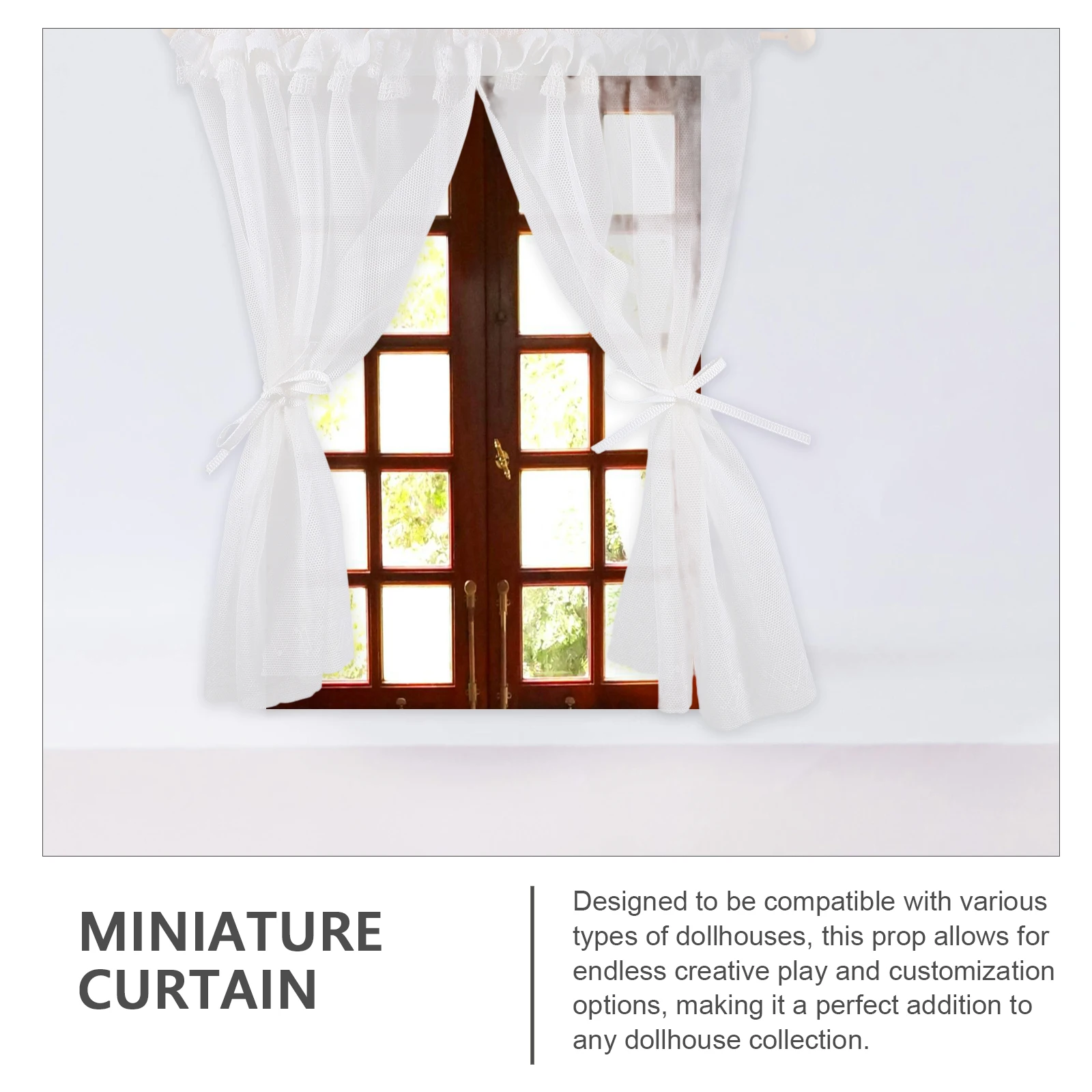 

2 Pcs Accessories Miniature House Curtains Tiny Homes Cloth Lace Window Covering for Dollhouse