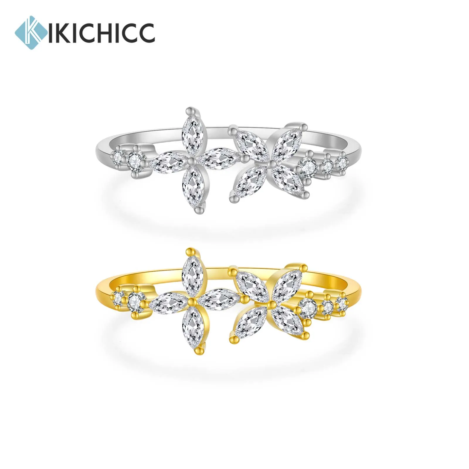 KIKICHICC New 925 Sterling Silver Square Flower Marqulse Zircon Simple Definite Ring Women Silver Wedding Party Fine Jewelry