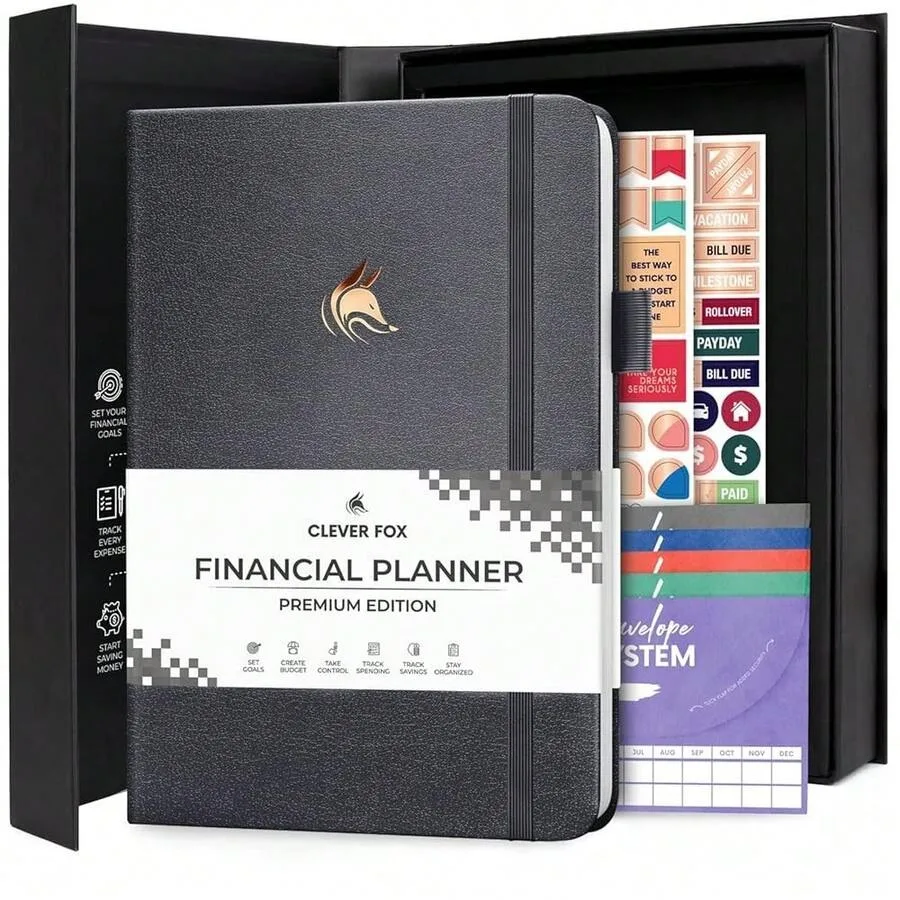 

Clever Fox Budget Planner Premium Edition Expense Tracker Notebook + 5 Cash Envelopes, Budget Planner Organizer; Budget Book an