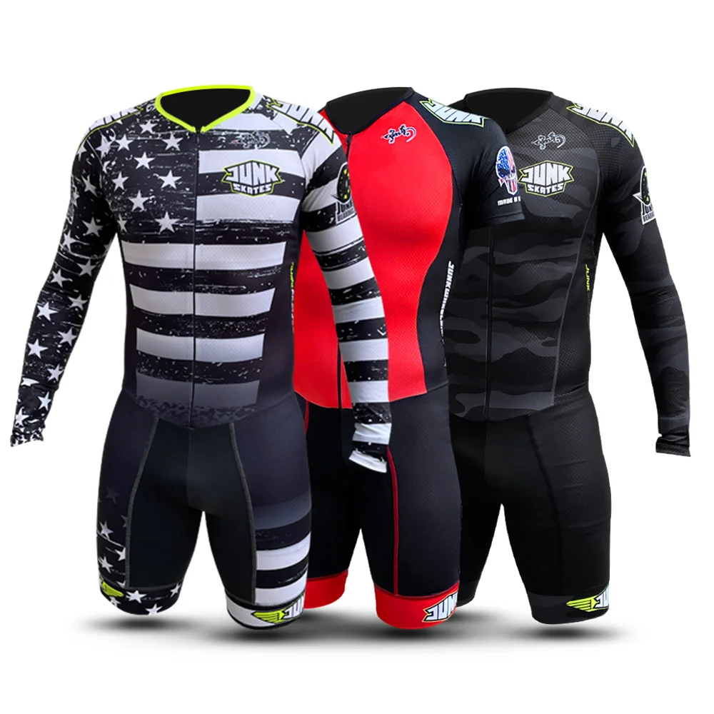 

Junk Skating Triathlon Skinsuit Breathable Mens Speedsuit Inline Roller Skate Sports Tights Suit Long Sleeve Quick Dry Jumpsuit