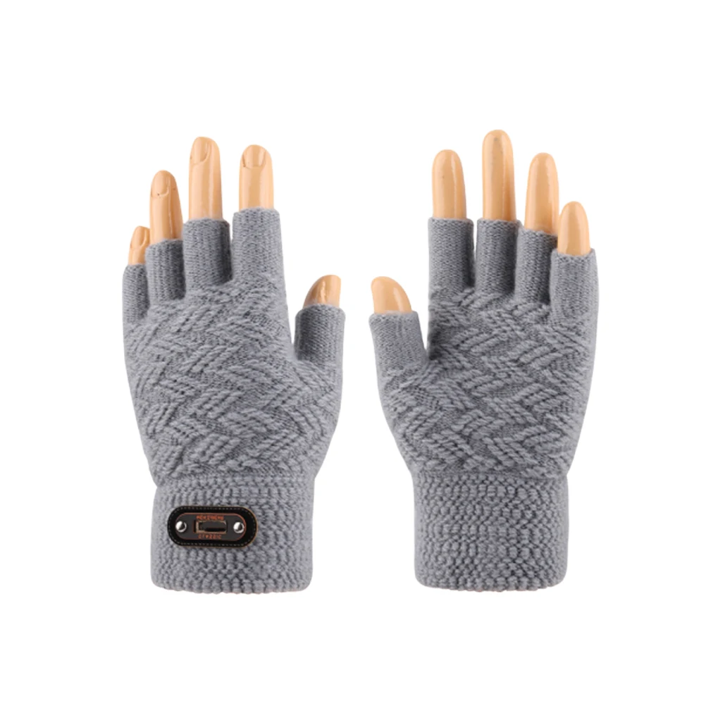 

1 Pair Knitted Touch Screen Gloves Winter Warm Windproof Men'S Half Finger Gloves For Outdoor Sport Thick