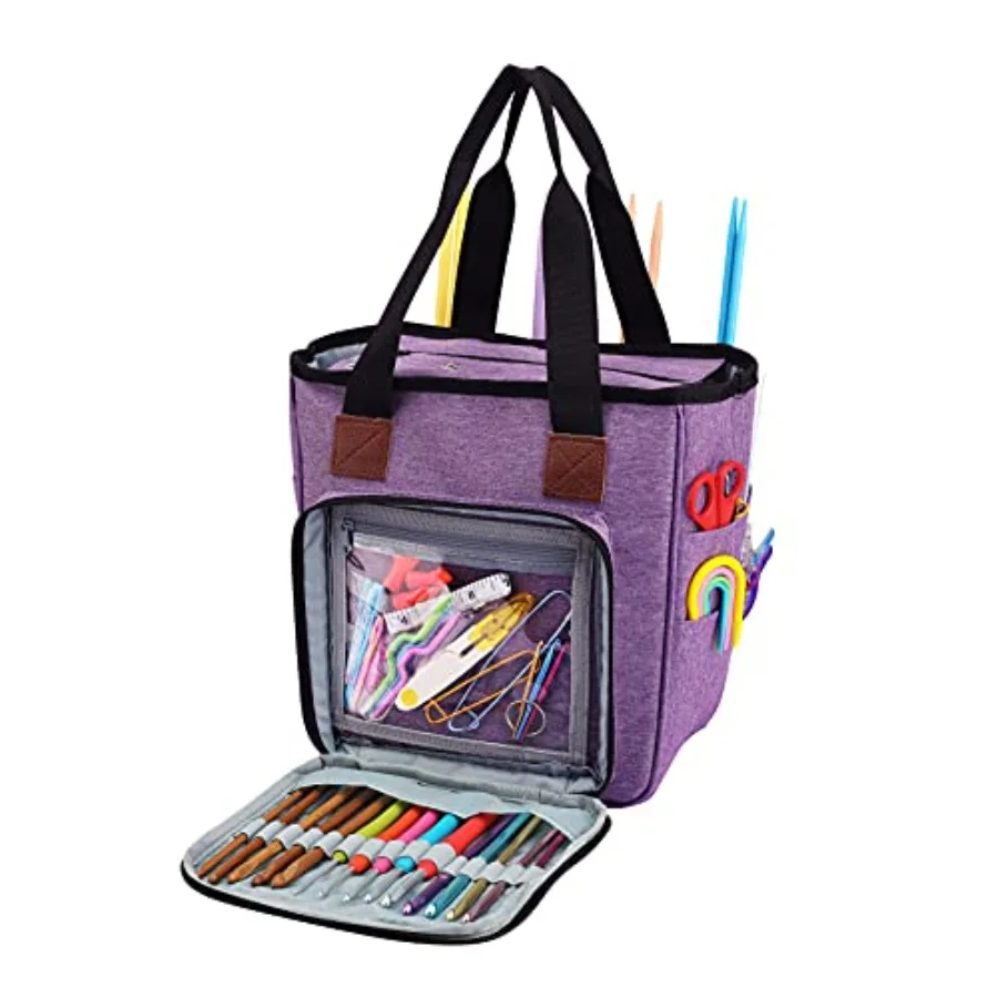 

KOKNIT crochet bagknitting bagBackpack and Tote Bag Storage Bag Large capacityYarn Storage Organizer Travel Crochet Bag Women C
