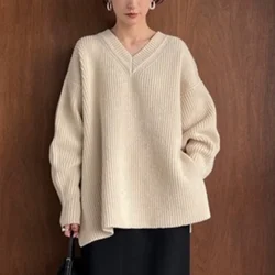 Autumn and Winter Pullovers Hem Side Split Loose Version Detachable Turtleneck Knitted Wool Sweater Women