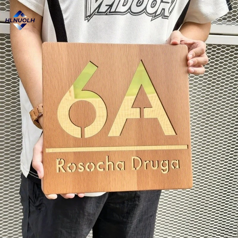 

Custom Wood House Number Plate Personalized Laser Engraving Wooden Letter Door Sign Street Family Name Apartment Office Signs