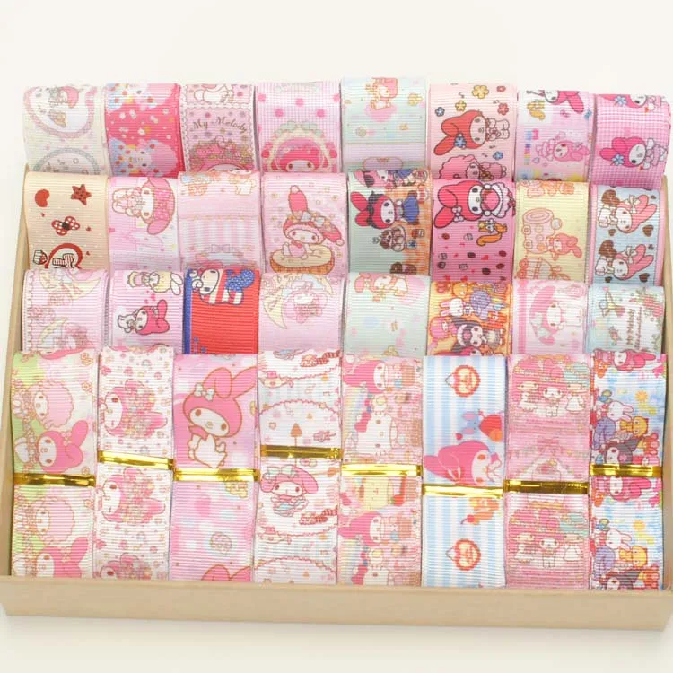 

Mixed 22mm/25mm Sanrio Hello Kitty Melody Pink Cartoon Printed Grosgrain Ribbon,1 Yard of Each Design