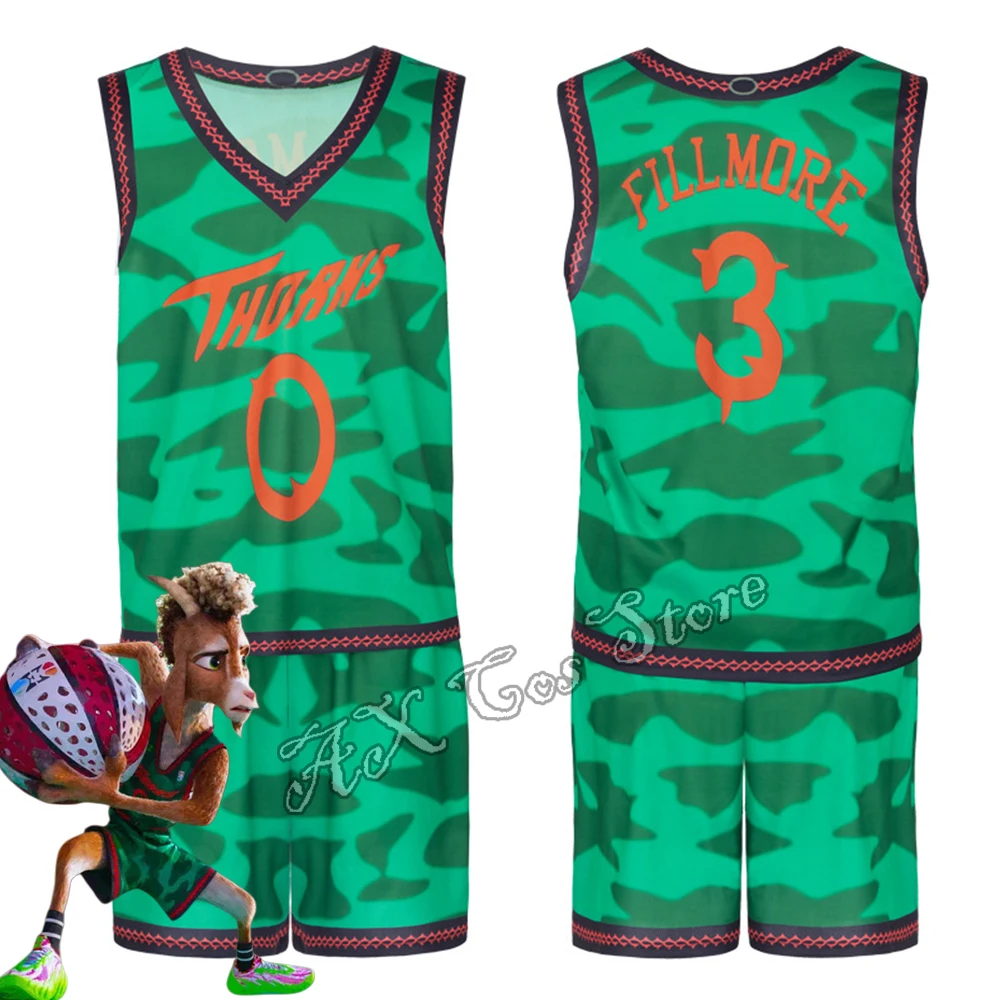 

2026 Movie Cartoon Goat Will Cosplay Costume Fillmore Goat Cosplay Basketball Jersey Uniform Halloween Costumes for Men Women