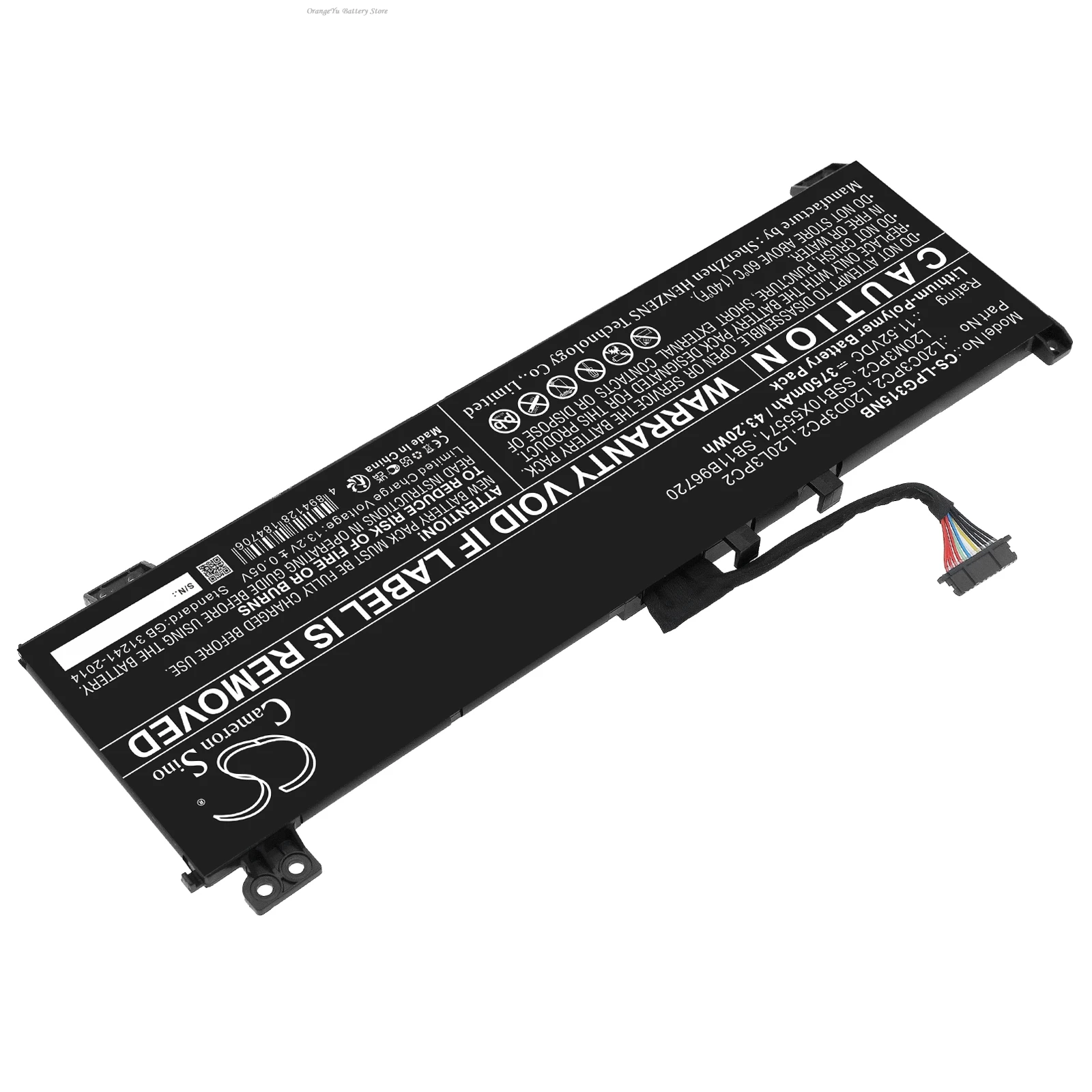 

Replacement 11.52V 3750mAh Laptop Battery L20C3PC2 for Lenovo IdeaPad Gaming 3 15ACH6 82K201EVMX 82K20098ID 82K201QTRU