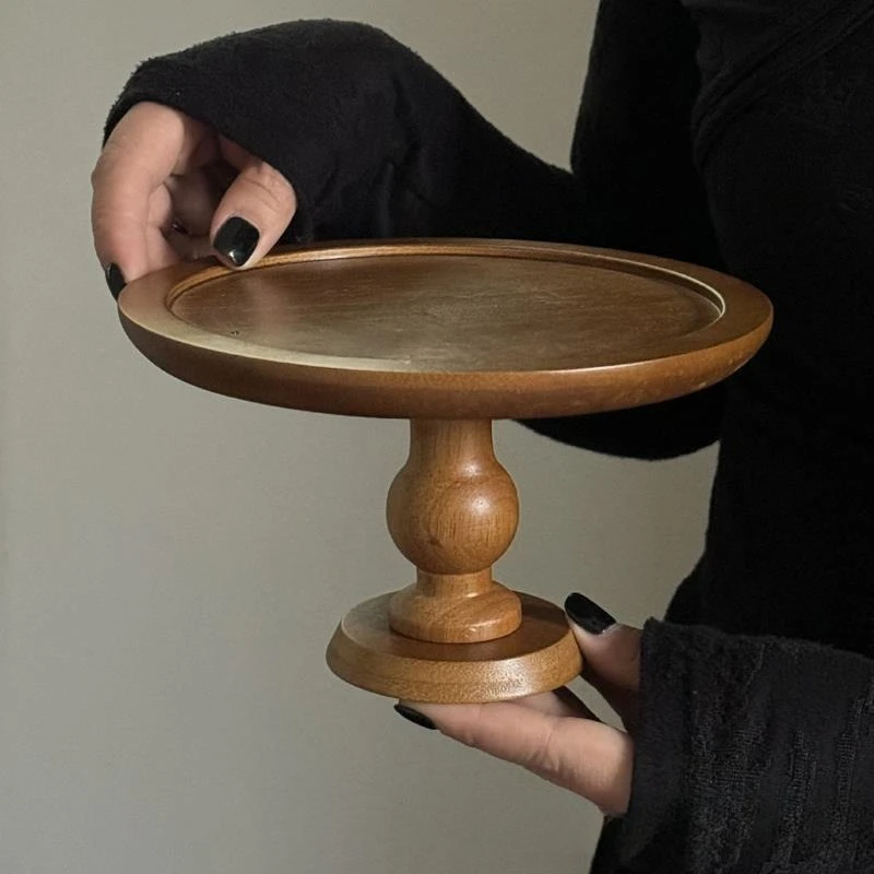 

living room coffee table dessert table display stand cake tray refreshment plate high-foot wooden ornament decoration