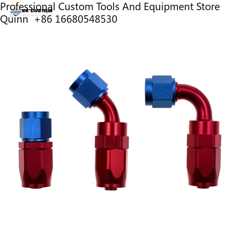 LKSwivel Oil Fuel Hose End Fitting Kit Al Alloy AN4/6/8/10/12/16/20 Straight Adaptor Interface 45°/90°/120°/150°/180° Red&Blue