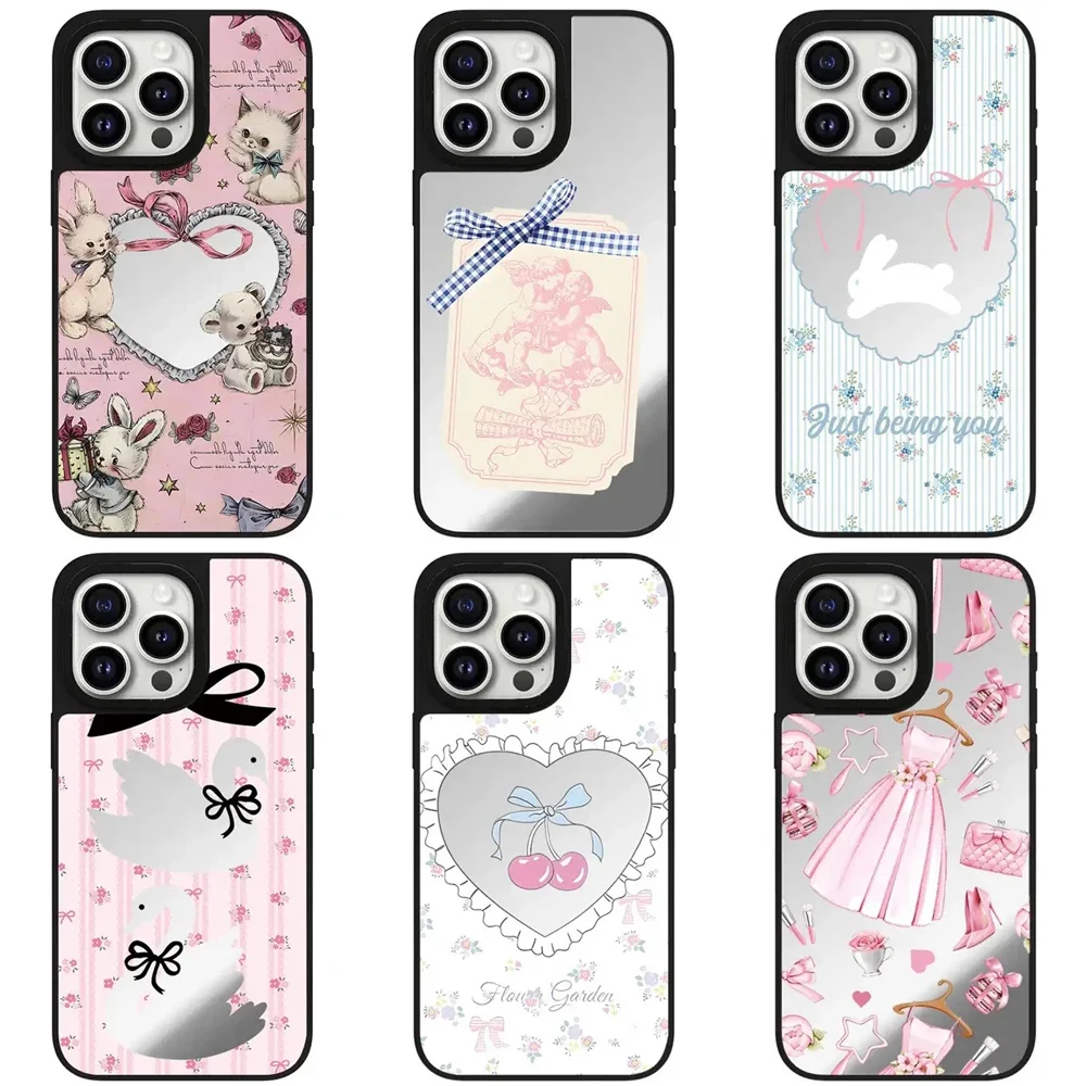 

Bowknot Dress Mirror Magnetic Phone Case Cover for IPhone 11 12 13 14 15 Pro Max Case for IPhone 15 Pro Max