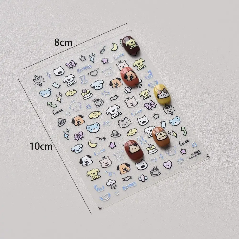 Cute Cartoon Nail Sticker Soft Embossed Self Adhesive Cartoon Stickers Multifunction Nail Art Decoration 3D Manicure Decals