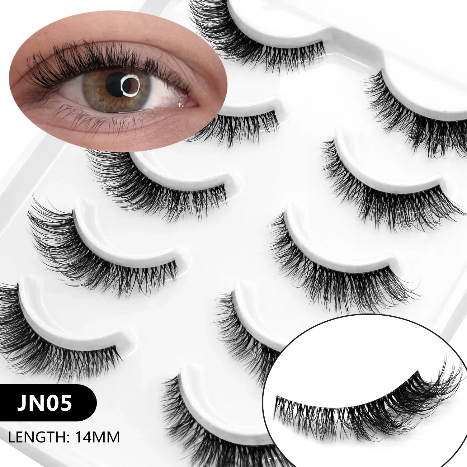 Veltrinay Katzenaugen-Wimpern, weiche, natürliche künstliche Nerz-Wimpern, künstliche Wimpern, natürlicher Look, Wispy Winged End Eye, längliches Make-up