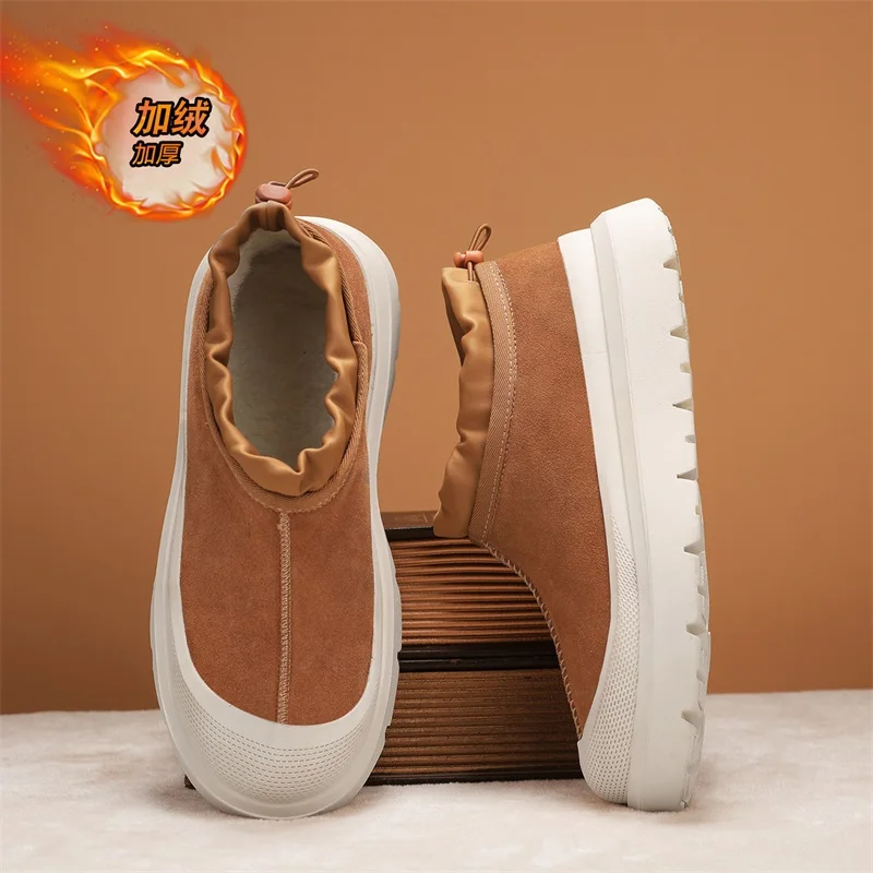 

Men's Winter Boots Warm Waterproof Non-Slip Plush Sneakers Shoes - Winter Slippers Male Tenis Boots
