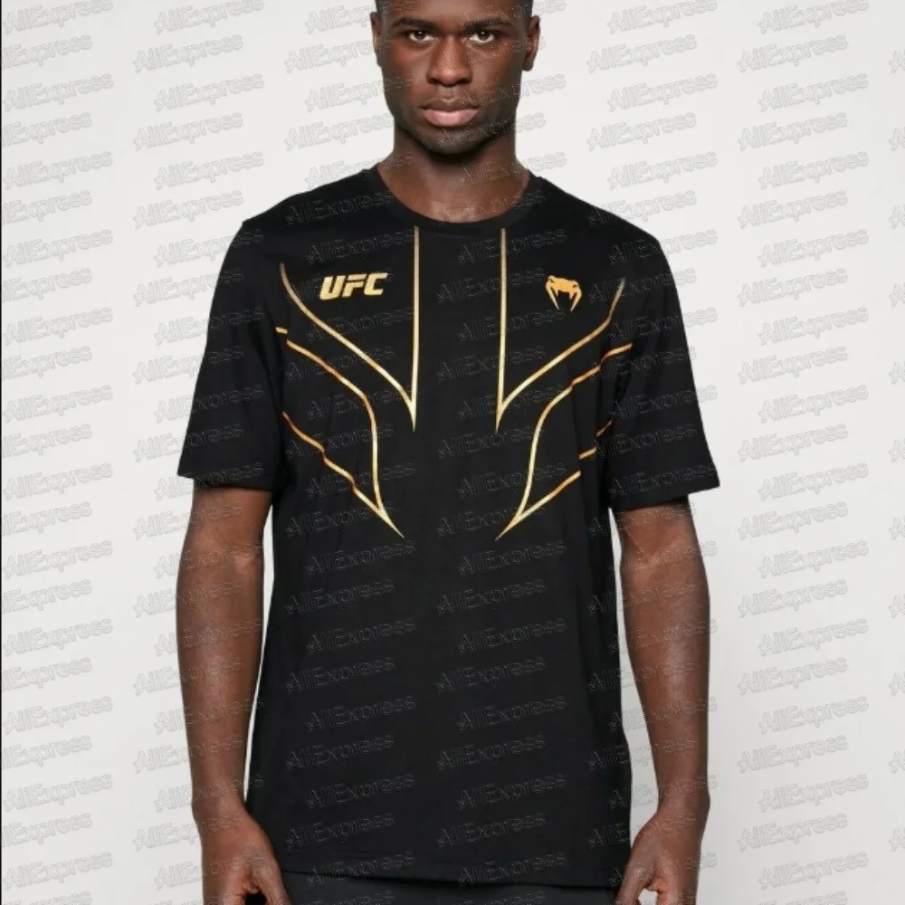 

UFC 2025 летняя популярная тренировочная футболка для борьбы, европейская футболка большого размера, рабочая одежда, быстросохнущий и дышащий топ, короткий