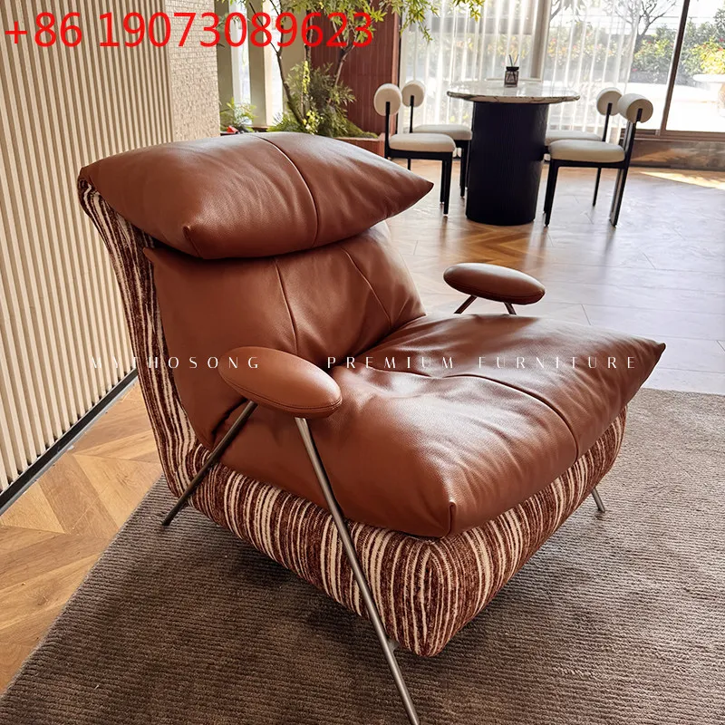 

Кресло-софа в средневековом стиле, для гостиной, спальни, кабинета, балкона, современное простое кожаное кресло.