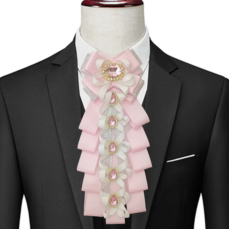 

Original Design Luxury Rhinestone Vintage French Shirt Suit Collar Flowers Brooch Men's Wedding Ties High-end Handmade Jewelry