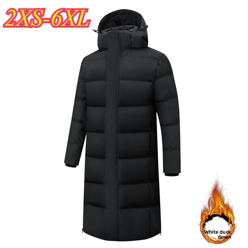 فاخر رجالي طويل أسفل سترة الكورية نمط بطة أسفل الدافئة شغل السترات عادية هود طول الركبة مقاومة البرد الشتاء أسفل معاطف