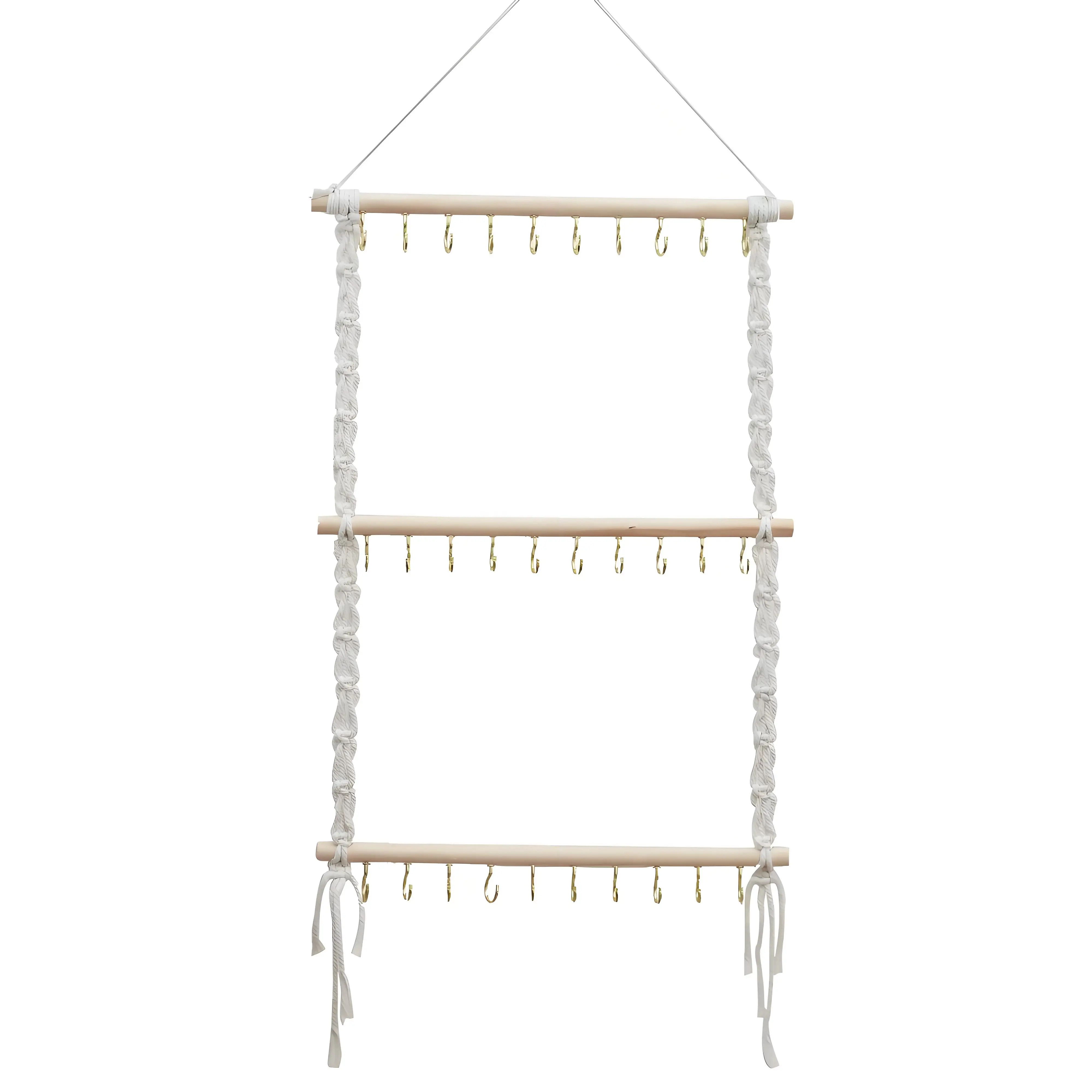 Organizador de joyas hecho a mano bohemio, estante de pared, almacenamiento para accesorios para el cabello, diademas para bebés y más, elegante y funcional