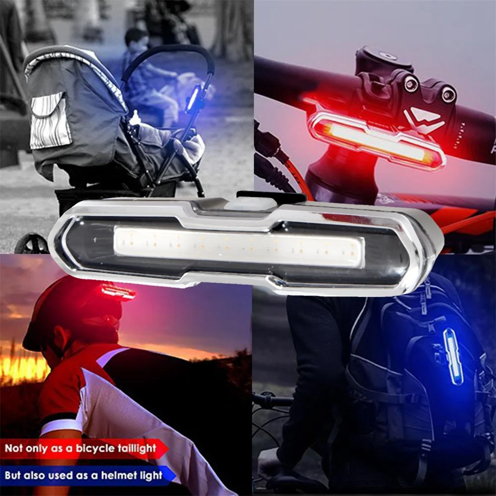 Bike Tail Light Ultra Bike Light USB Rechargeable LED Bicycle Rear Light 5 Light Mode Headlights with Red + Blue