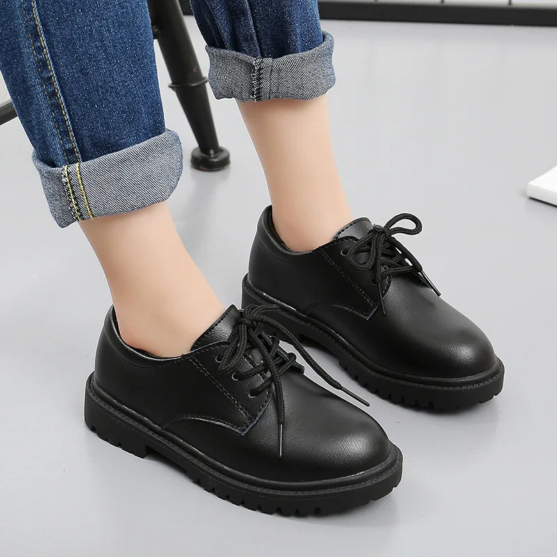 2022 New Children\'s Leather Shoes British Style School Performance Kids Wedding Party Shoes Black Casual Children Shoes for Boys