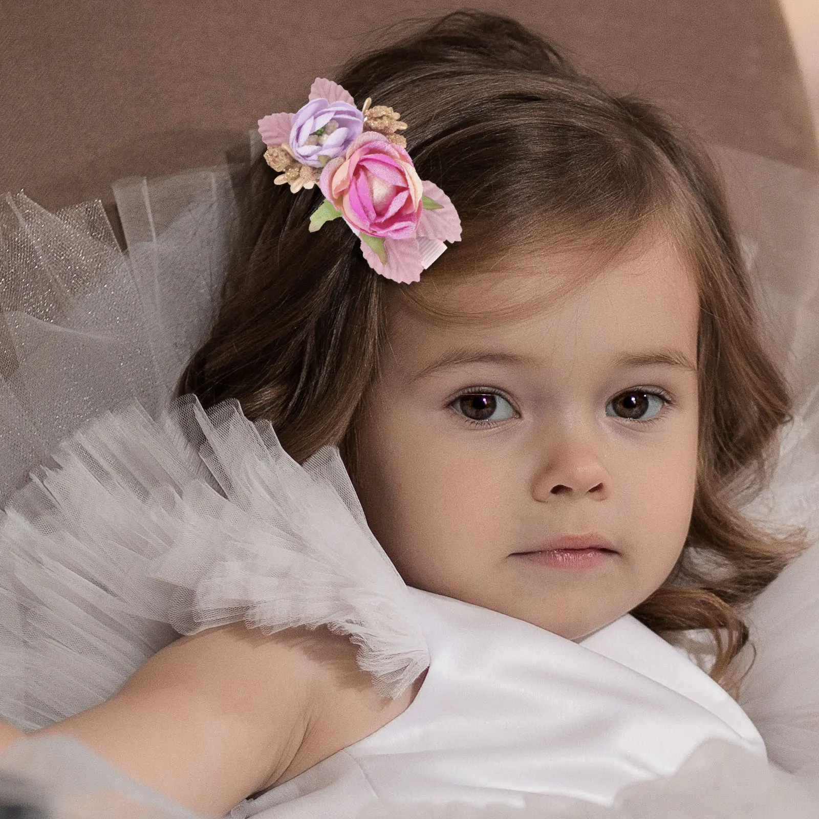 

3Pcs Children Artificial Headdress Flower Hairpins Braided Pink Rose Clips for Wedding Bride Bridesmaid Dance Party Photoshoot