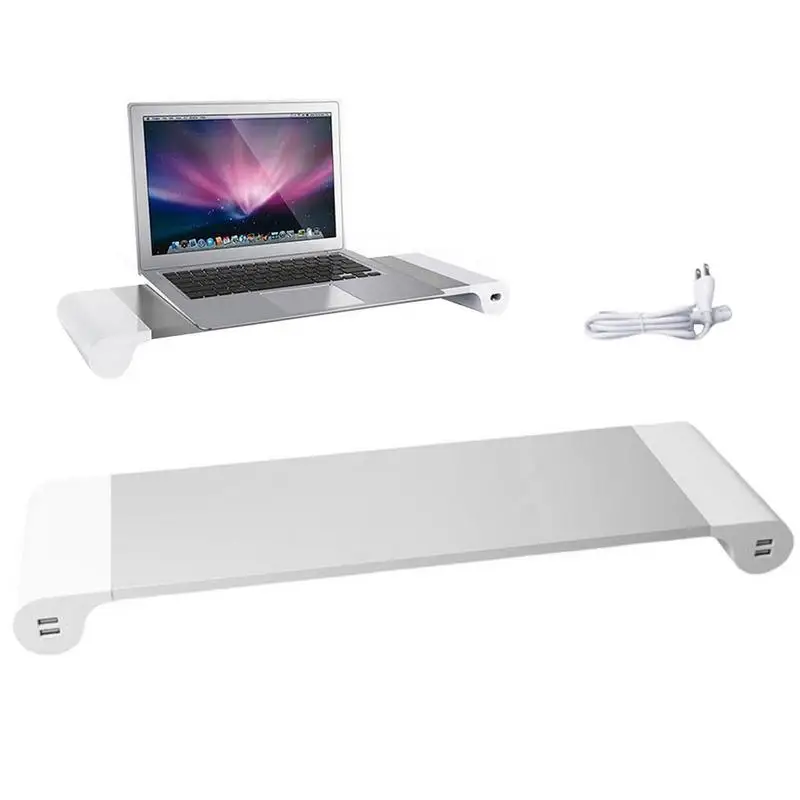 

USB Monitor Stand Riser Aluminum Alloy Computer Monitor Dock Base Charging Bracket With 4 USB Ports For US EU Plug