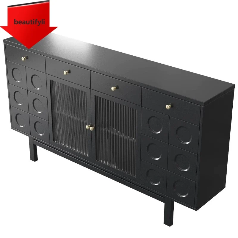 

K185 French Style Chinese Style Sideboard Cabinet Simple Modern Cream Style Black High Sense Living Room Partition Curio Cabinet