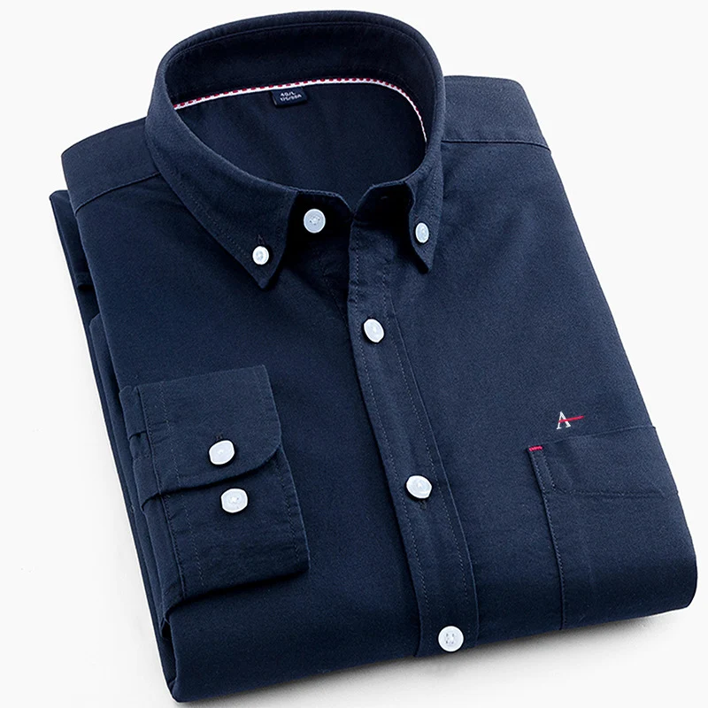 Novo 2022 camisa para homens camisas de Algodão casuais masculino bolso regular-ajuste botão-paraho baixo camisa do homem de