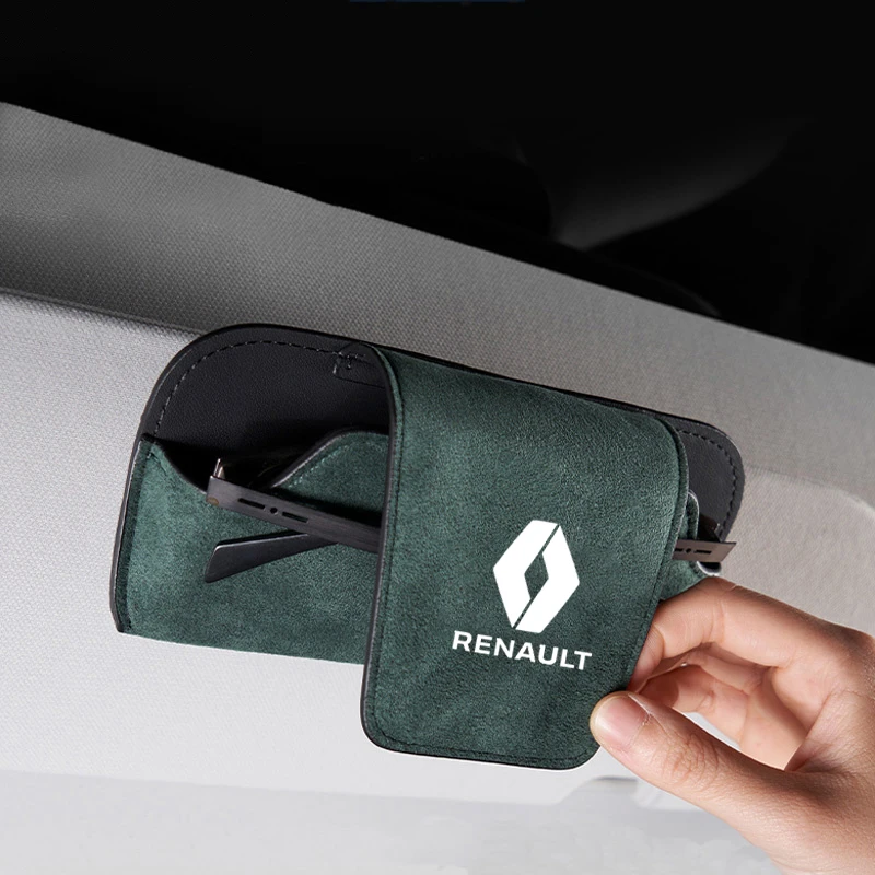 Car Suede Glasses Box Sun Visor Glasses Case Storage For Renault RS Koleos Captur Kadjar Megane Clio Arkana Zoe Twingo Talisman