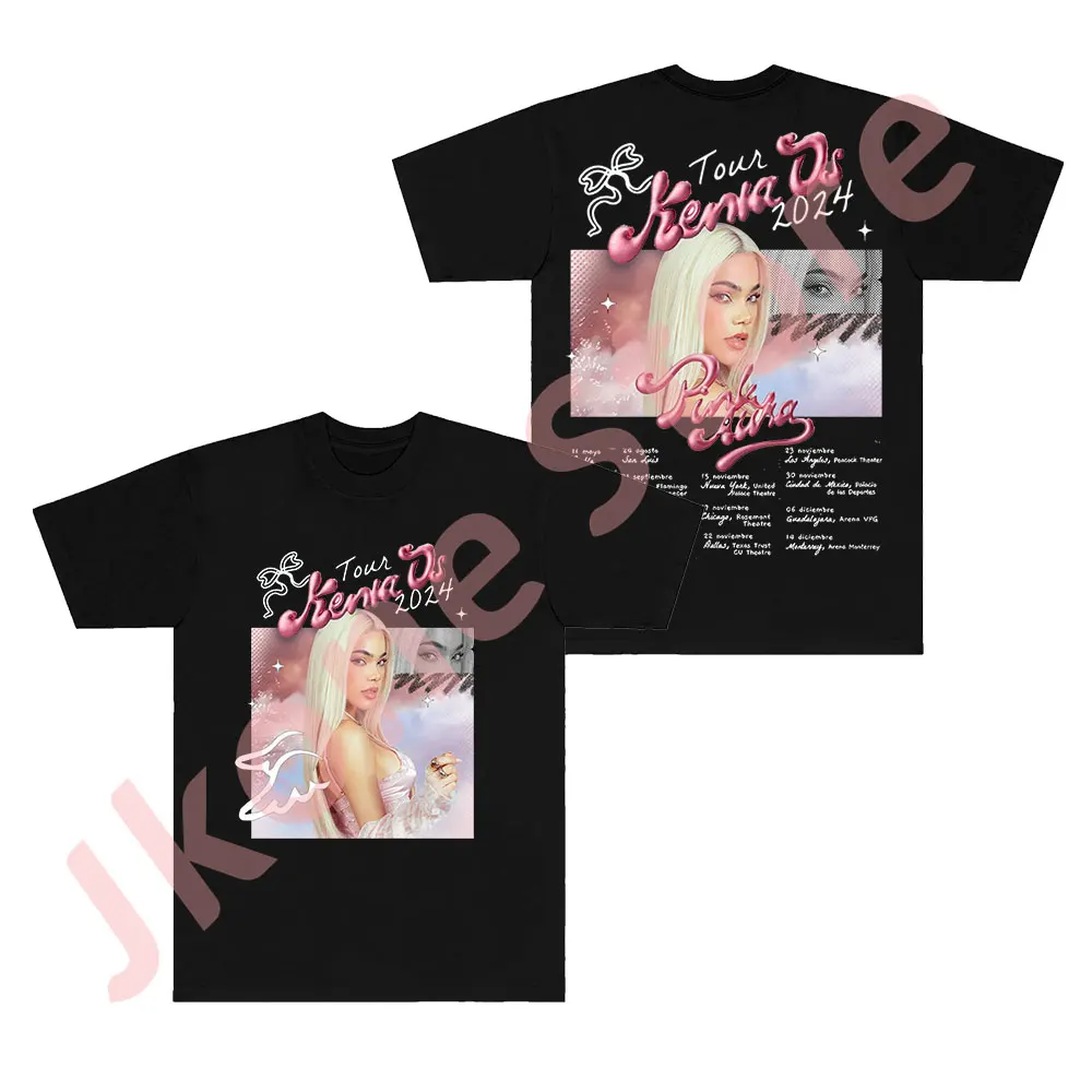 Kenia Os Pink Aura Tour Merch T-shirts Cosplay Women Men Fashion Casual Short Sleeve Crewneck Tee Streetwear