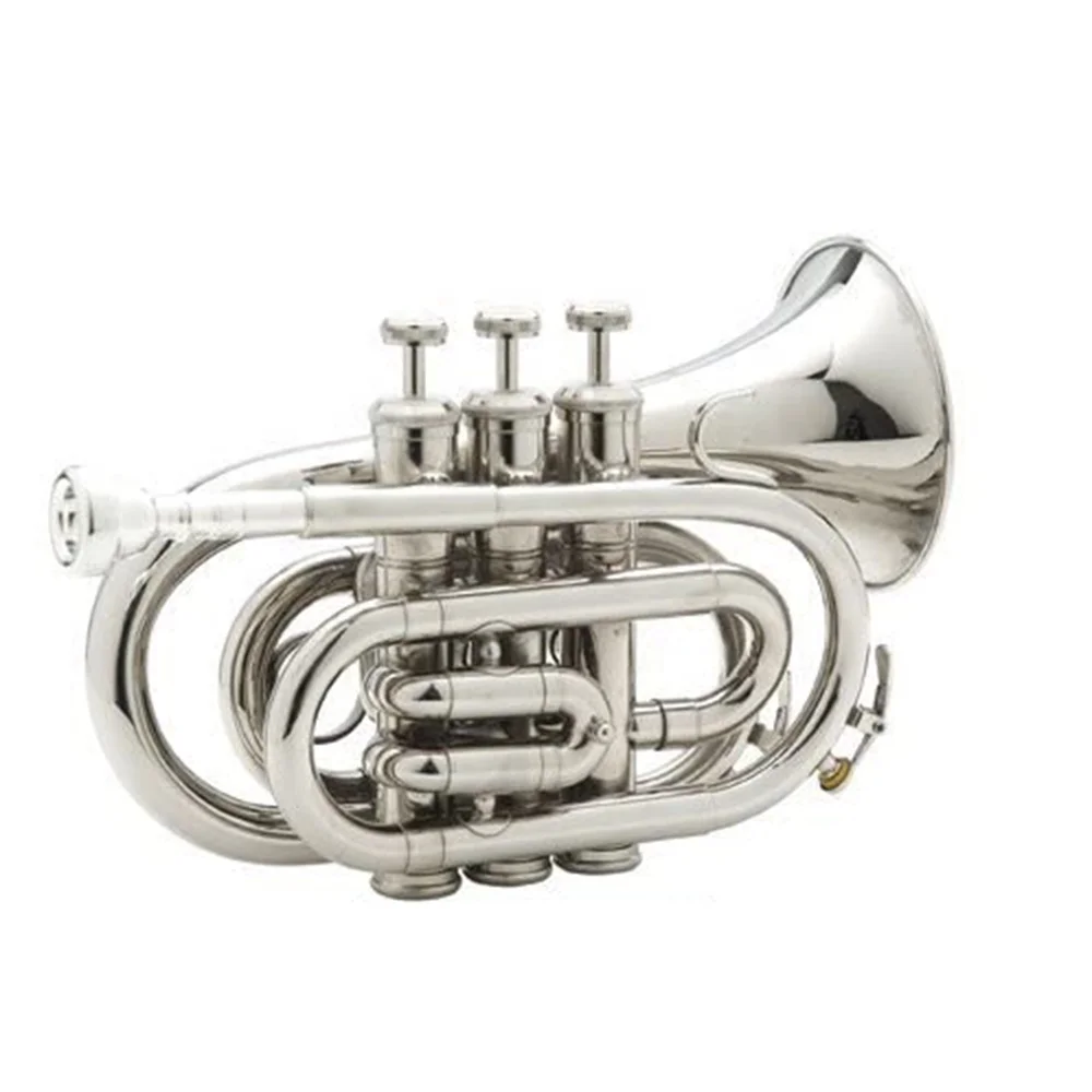 Mini Pocket Trumpet with BB Tone OEM JYPT406N Brass Instrument Nickel Finish