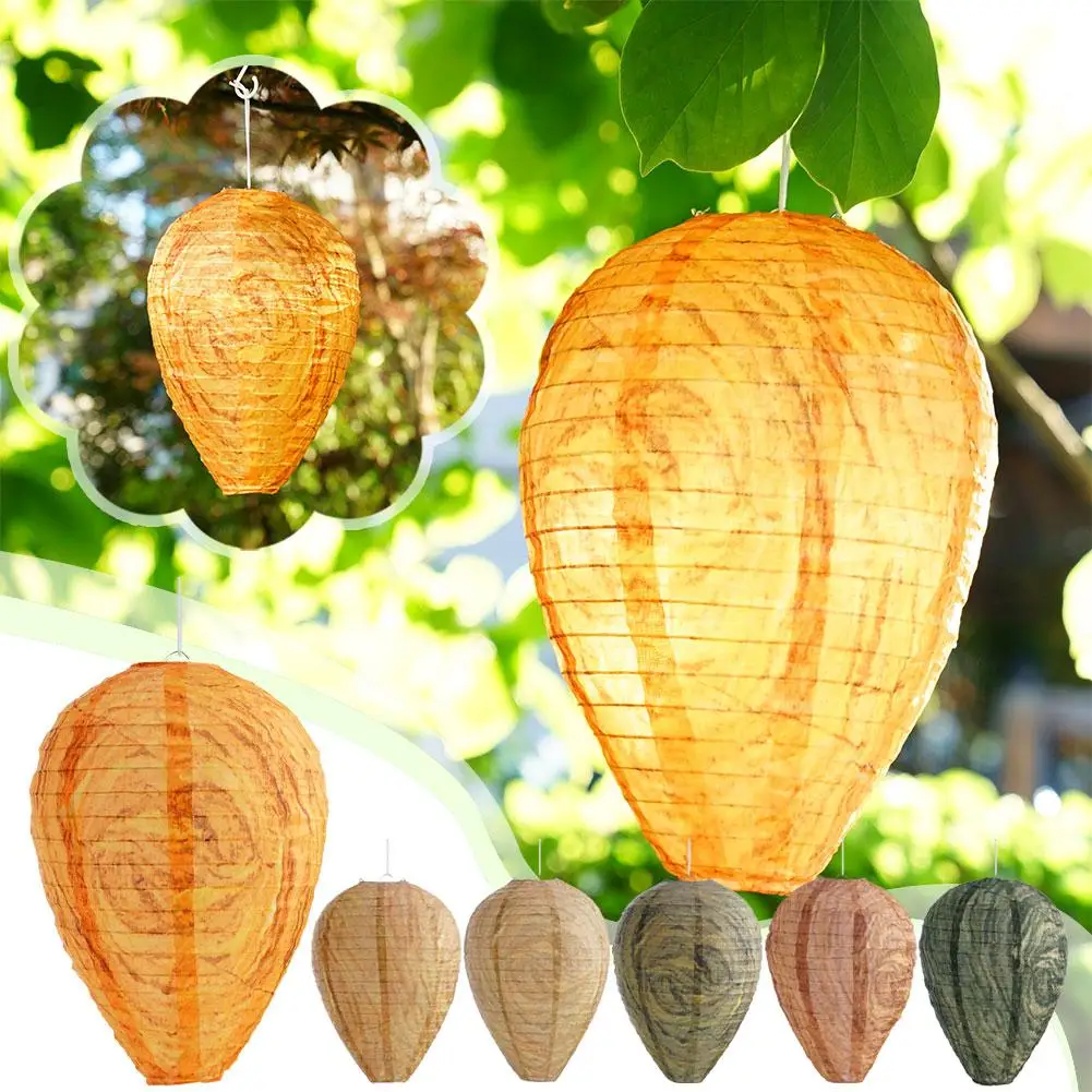 

Hanging Wasp Nest Decoy Outdoor Waterproof Fake Wasp Nest Decoy Lantern Decoy Hornets Drive Paper Beehive Nest Insects Plas H8C1