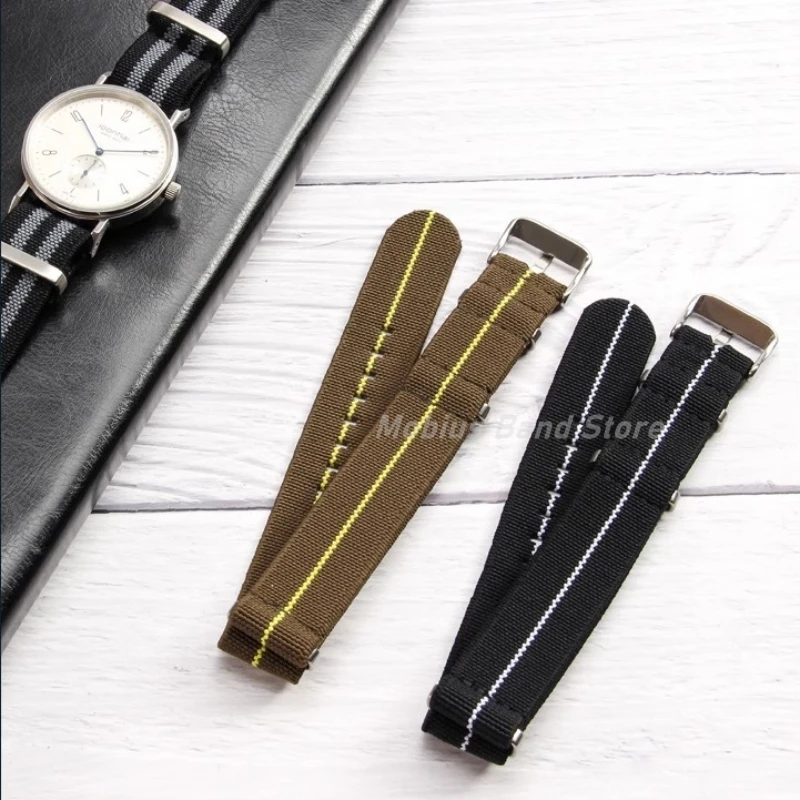 Elastic Nylon Watchband 60s French Troops Parachute Bag Nato Strap 18mm 20mm 22mm Smartwatch Outdoor Sport waterproof bracelet